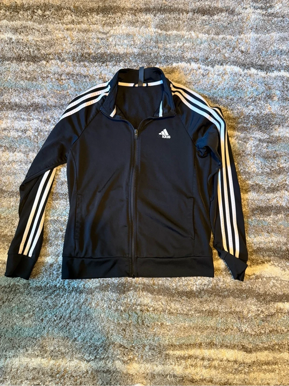 adidas Black Track Jacket with White Three-Stripe